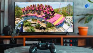 pantalla con el juego Planet Coaster 2