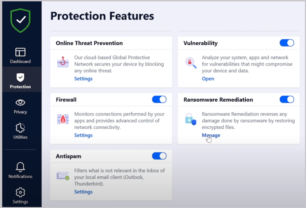 Bitdefender - interface