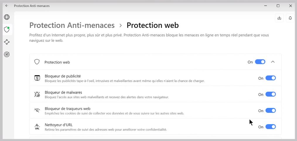 NordVPN Anti-menaces - interface