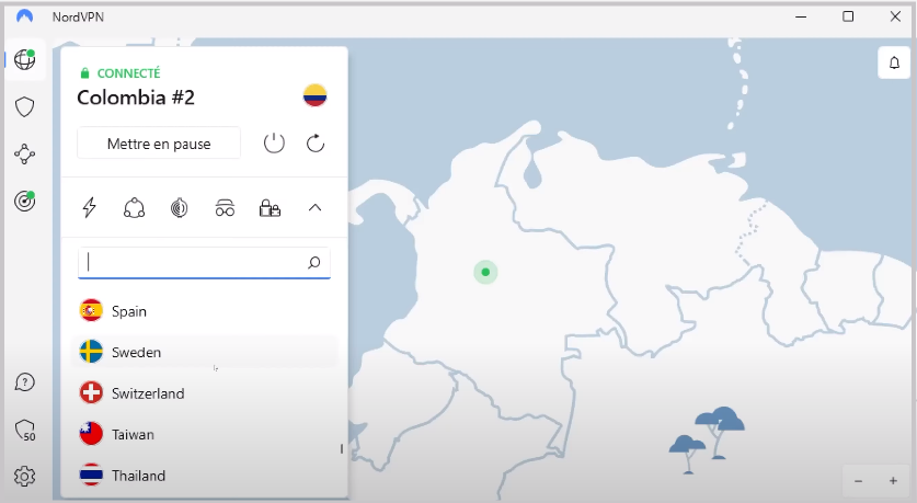 NordVPN - interface