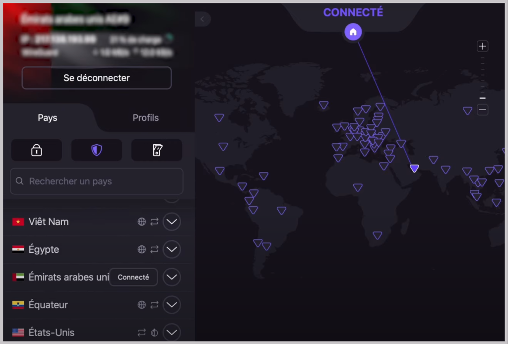 ProtonVPN - interface