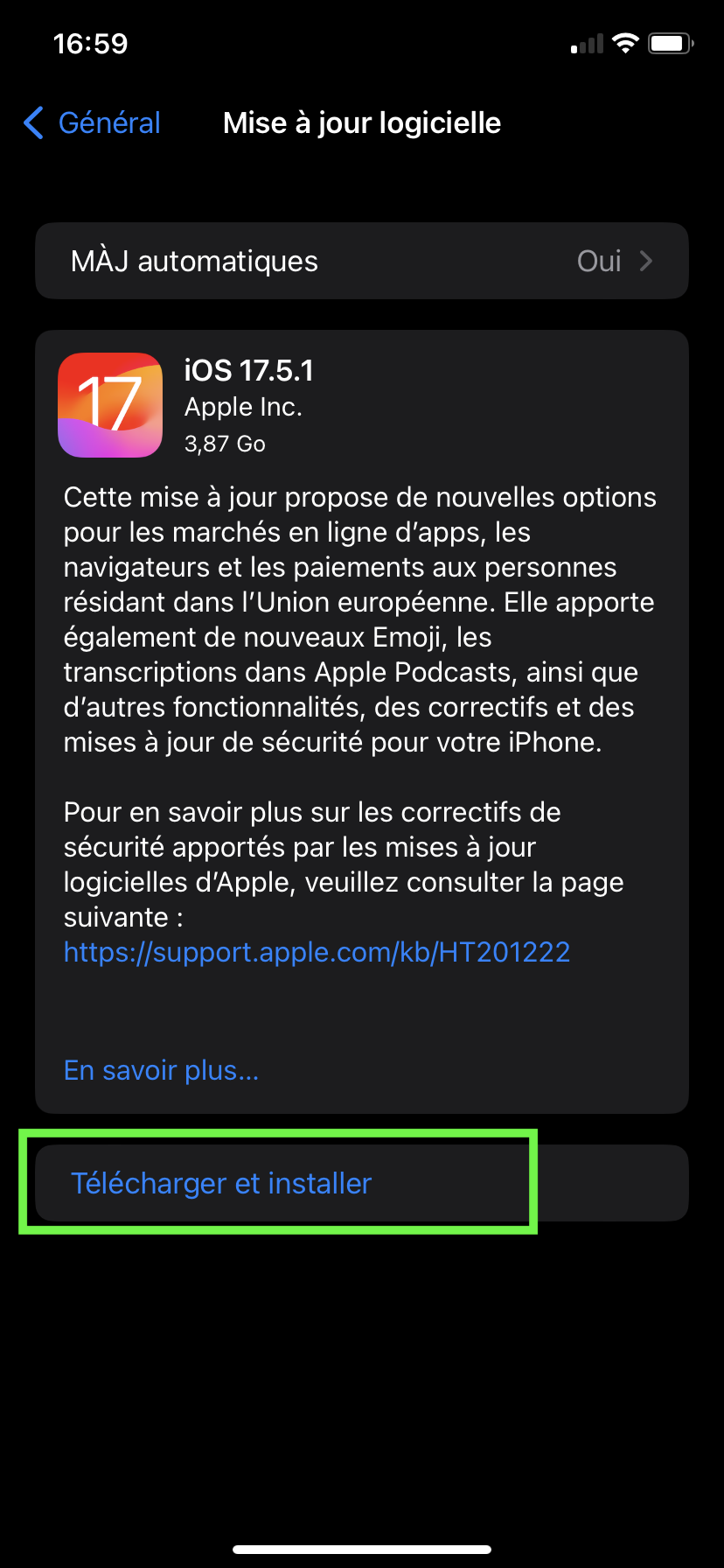 Mettez à jour iOS