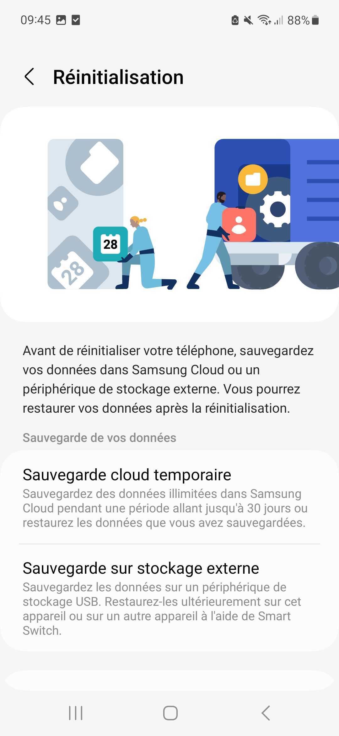 Restaurez les paramètres d'usine du téléphone