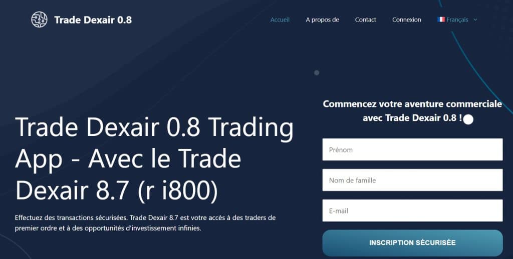 S'inscrire sur Trade Dexair en suivant les instructions