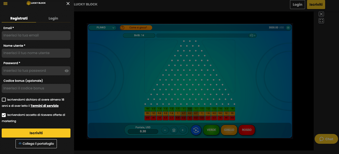 Plinko su Goldbet: grandi vincite