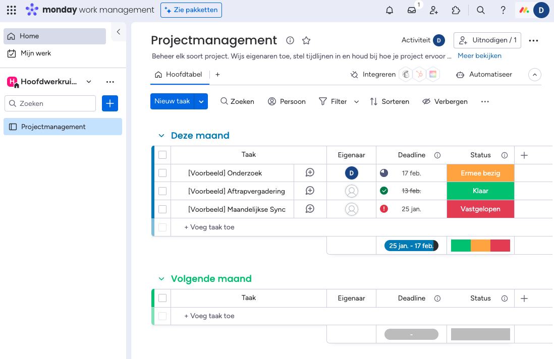 stap 5, dashboard instellen