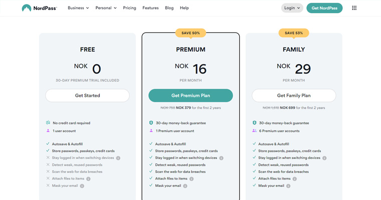 NordPass family priser