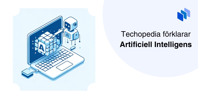 Illustration av AI med AI-kub med små robotar