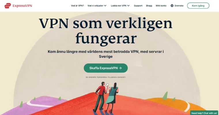 Svensk startsida för ExpressVPN