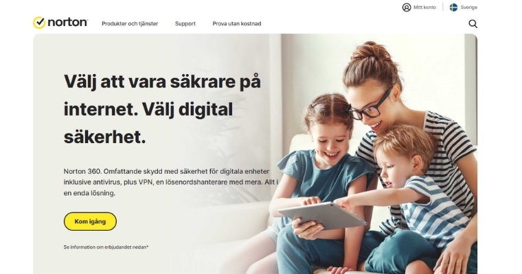 Startsida för Norton antivirus