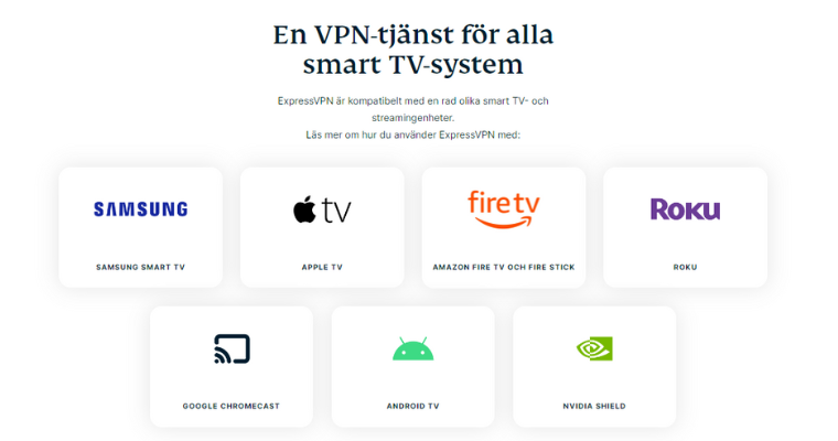 Streaming och TV-tjänster som är kompatibla med ExpressVPN