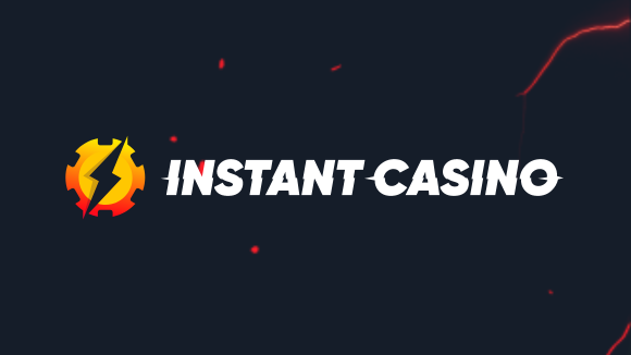 Logo för Instant Casino med svart bakgrund.