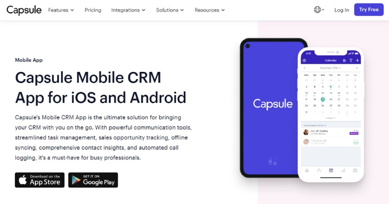 Mobilapp för Capsule CRM.