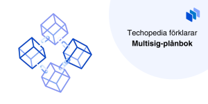 Fyra sammanlänkade block med texten Techopedia förklarar Multisig-plånbok.