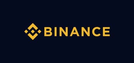 Binance logo i gult med svart bakgrund.