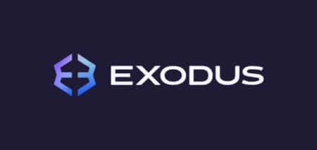 Exodus Wallet logo med mörk bakgrund.