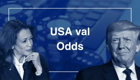 USA val 2024 odds kampanjbild med Kamala Harris och Donald Trump