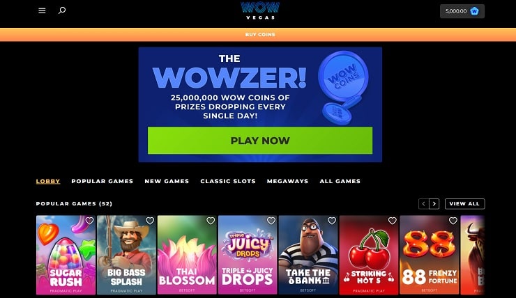 Top Games & Slots at Wow Vegas Casino: Free Sweeps Cash & Coins