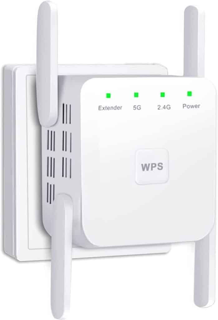 WiFi Range Extender, 1200Mbps Signal Booster Repeater Cover up to 2500  Sq.ft, 2.4 & 5GHz Dual Band WiFi Extender, 4 Antennas 360° Full Coverage