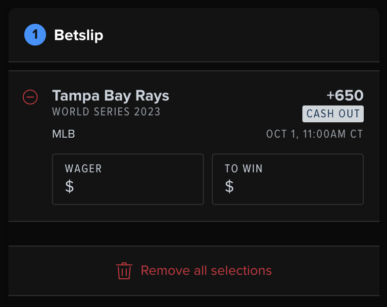 Tampa Bay Rays World Series Odds for 2023