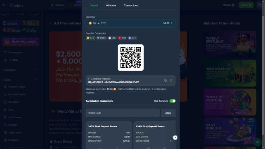 Wild.io Casino Review & Bonus Codes for December 2023