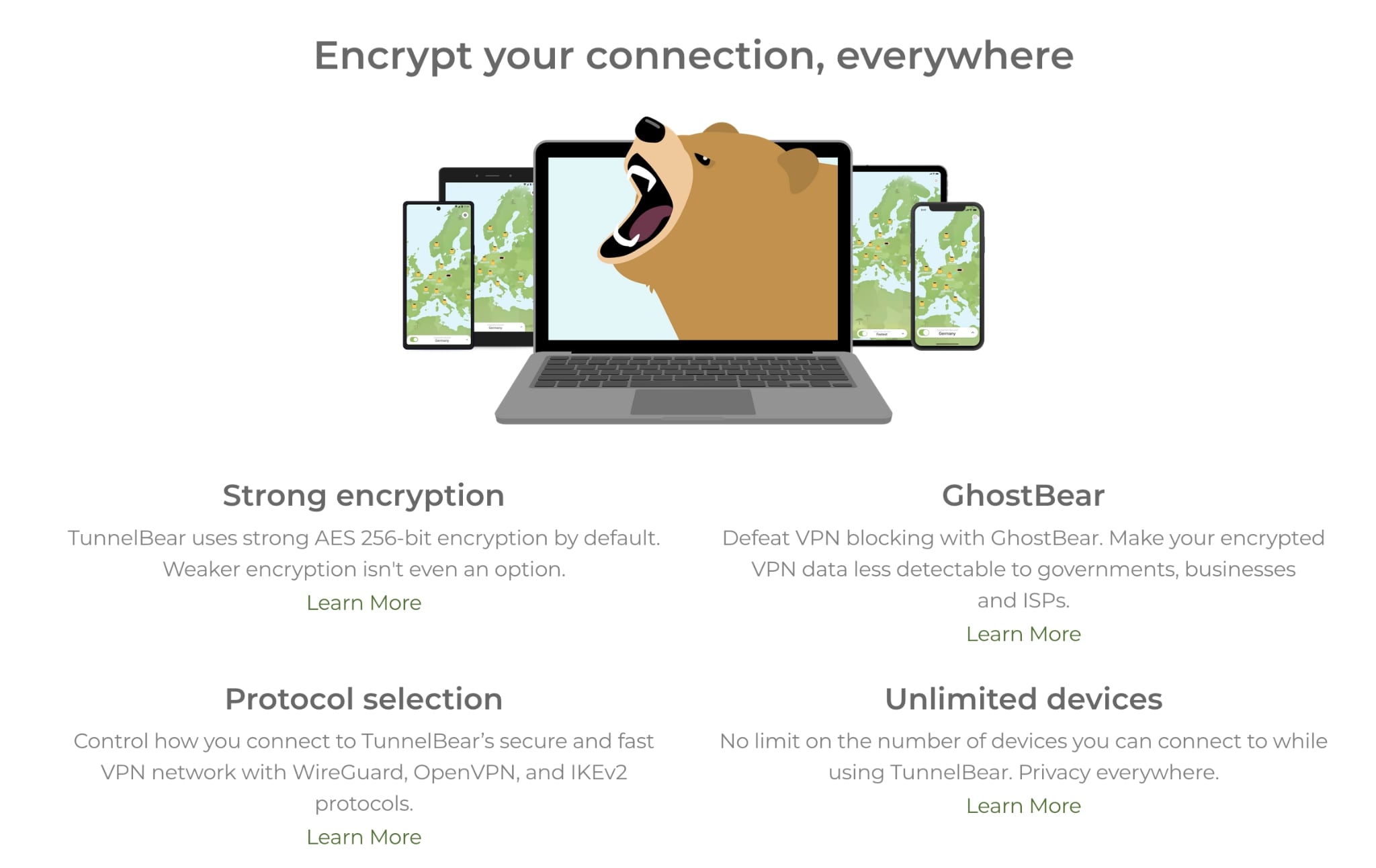  TunnelBear VPN, Wifi & Internet Privacy, Unlimited Data, 5  Devices, 1 Year