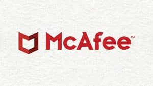 A logo of McAfee