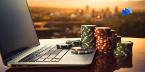 Poker chips and laptop
