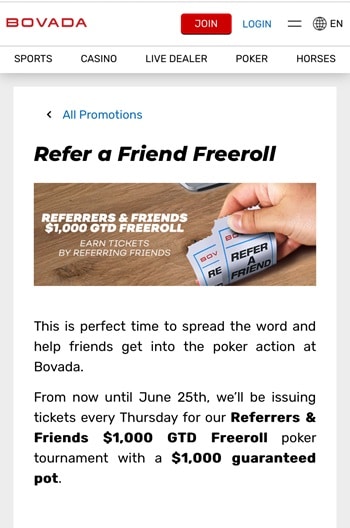 Bovada freeroll offer