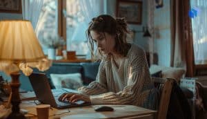 A woman using a laptop